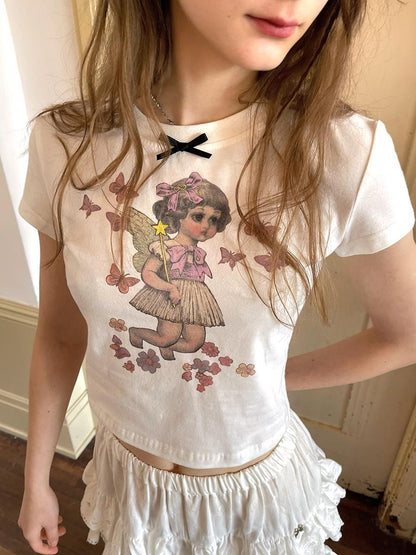 Daytoday Cute Fairy T Shirt Angel Tears Rude Fish Collab V Neck Long Sleeve