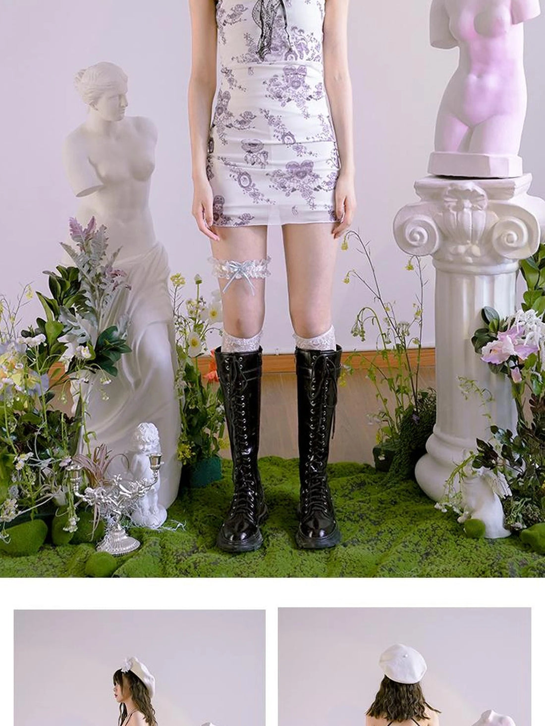 Cute Print Slip Dress With Artist Collab Design