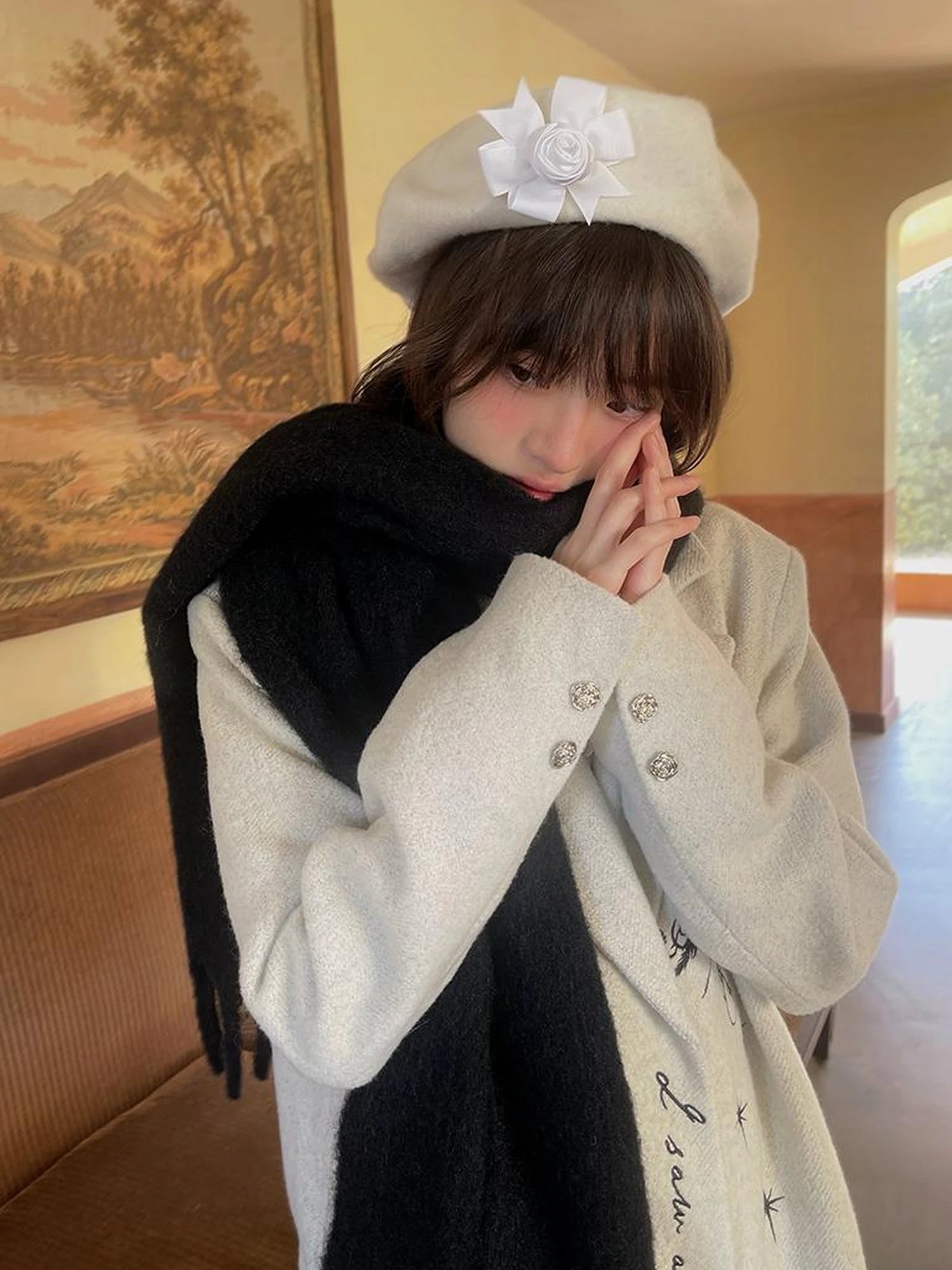 Day To Day Absurd Garden Fringed Scarf