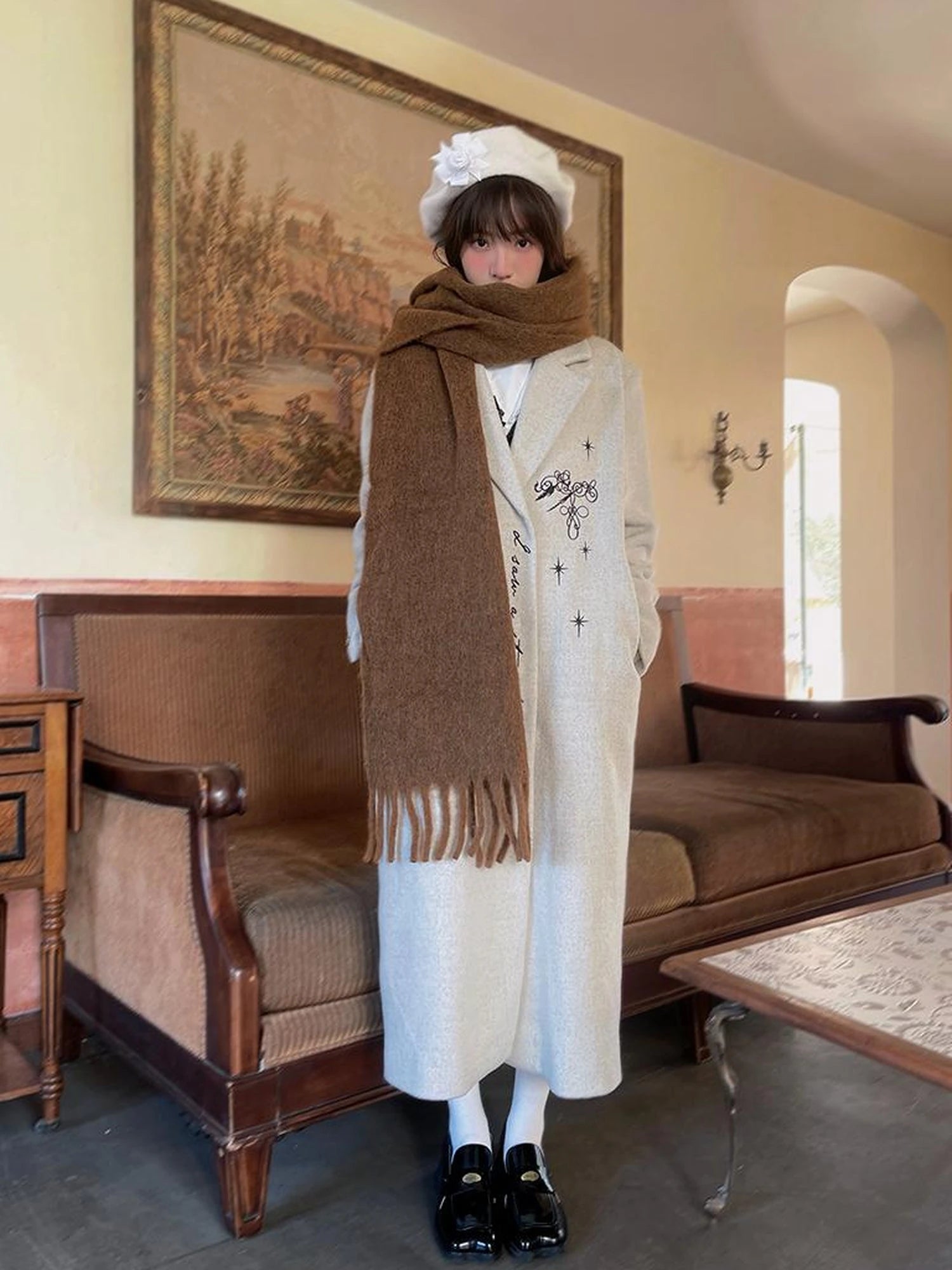 Day To Day Absurd Garden Fringed Scarf