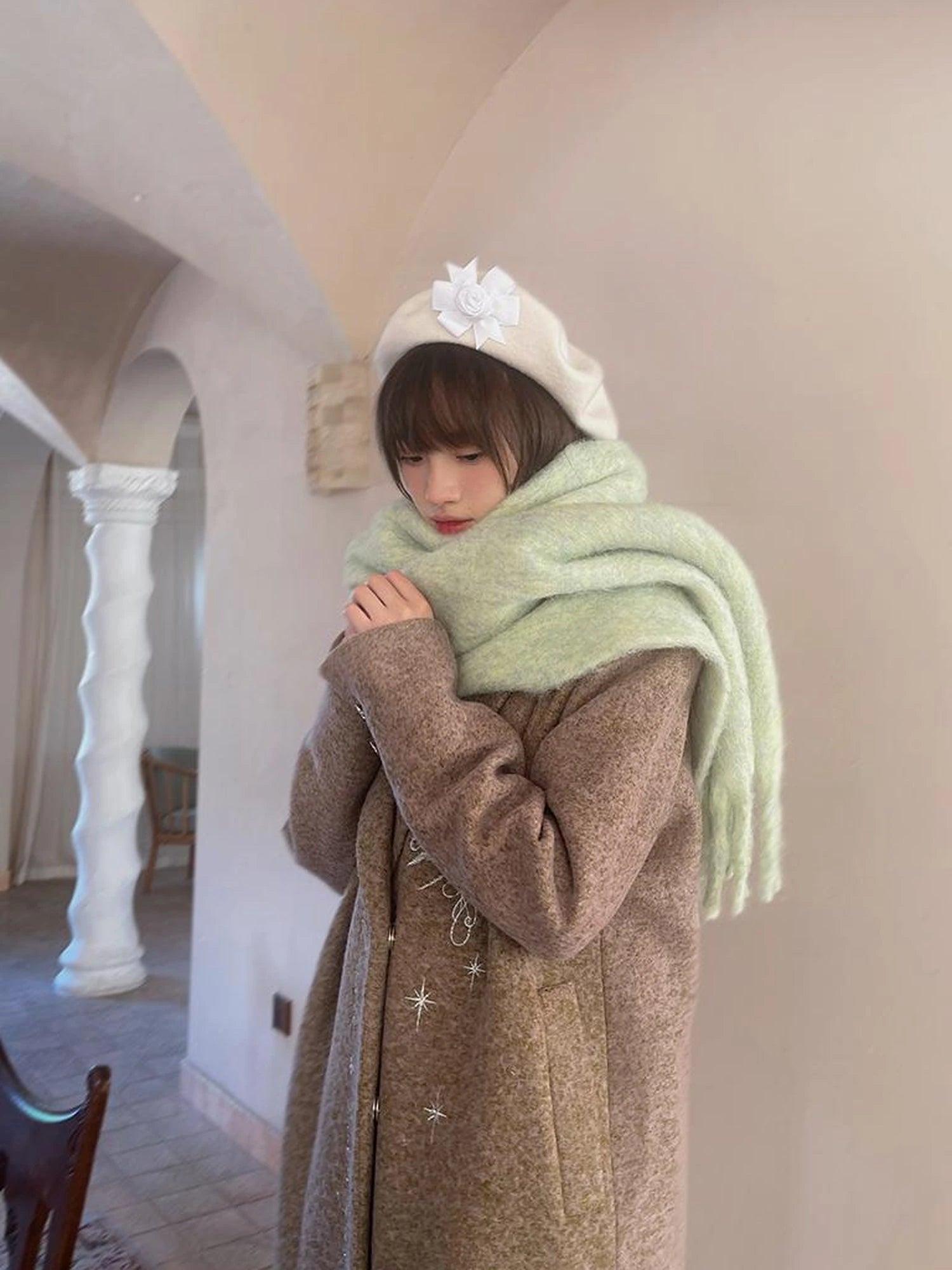 Day To Day Absurd Garden Fringed Scarf