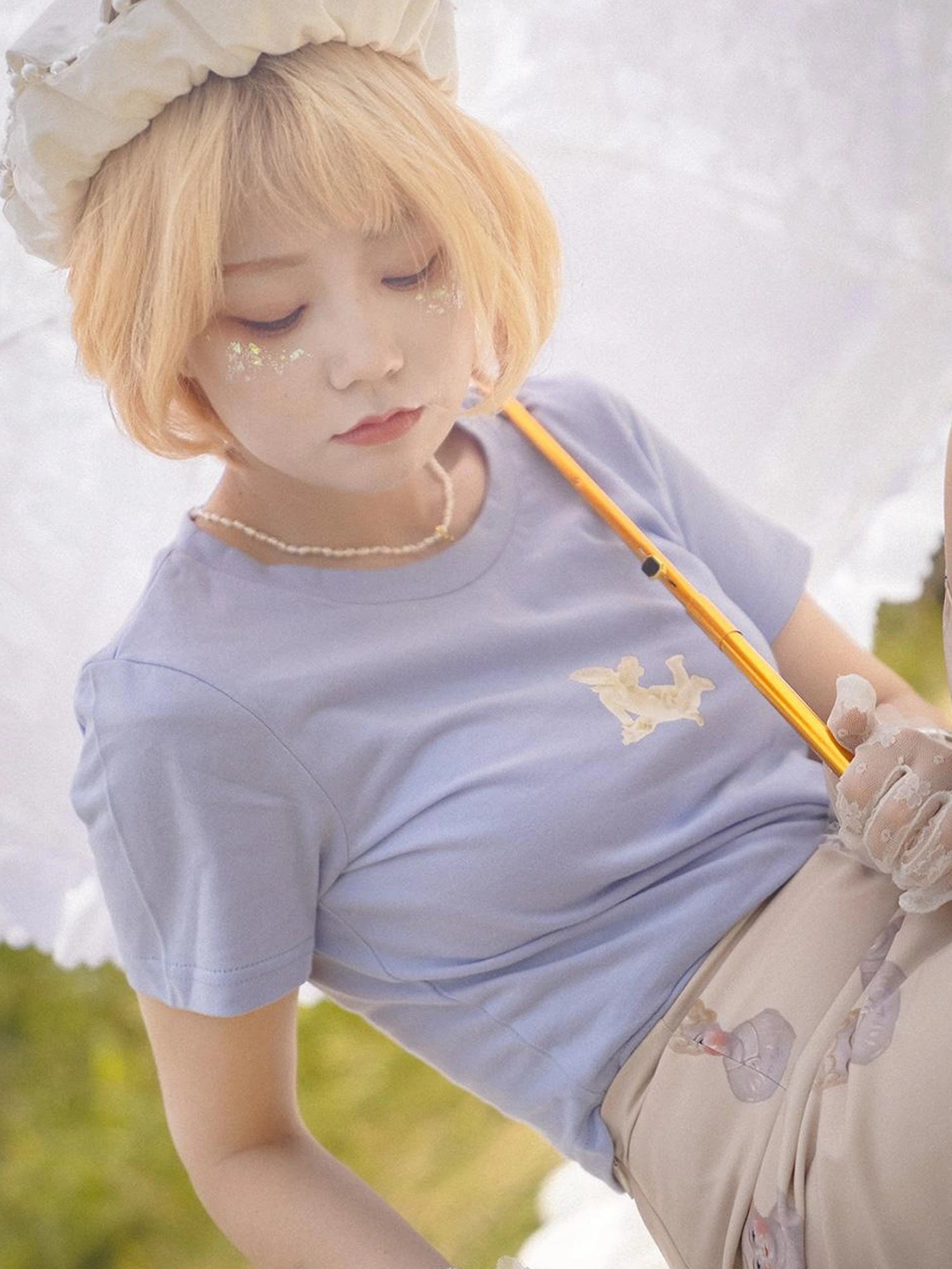 Day To Day Angel Print Cute Cropped T Shirt