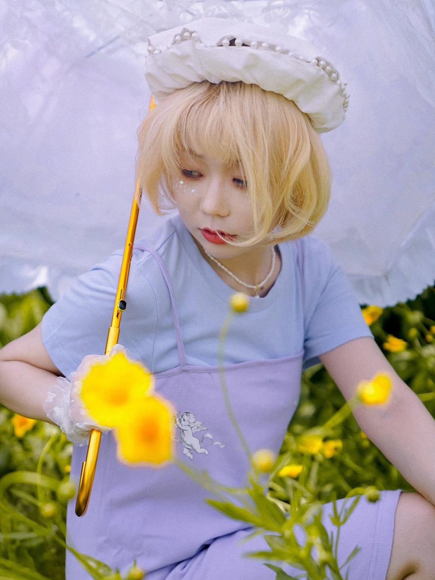 Day To Day Angel Print Cute Cropped T Shirt