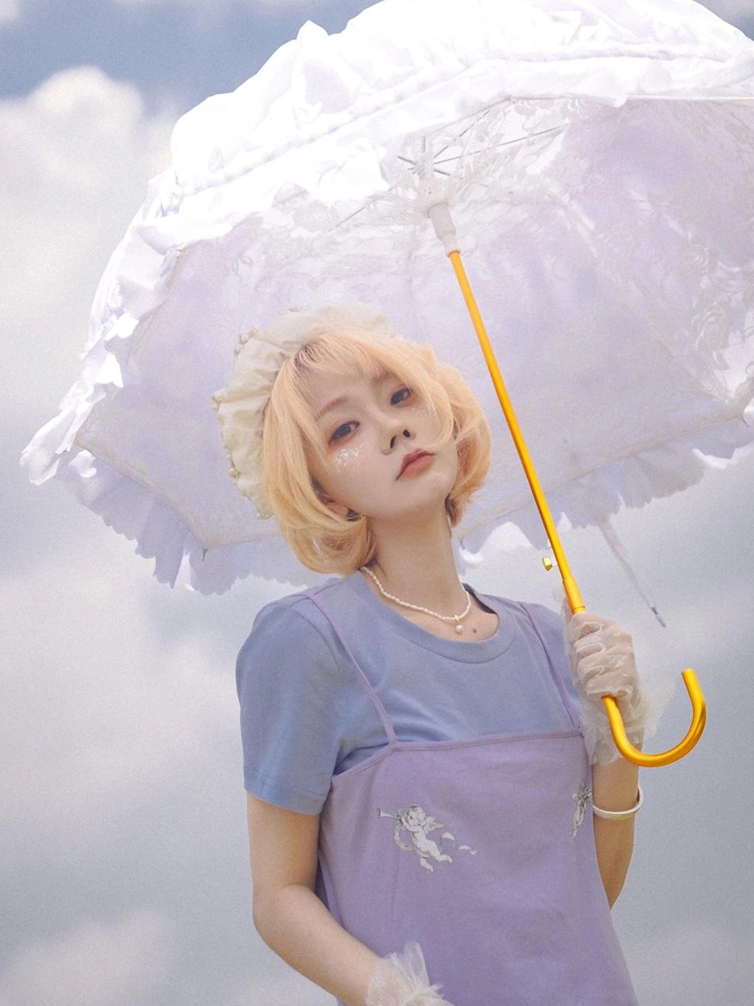 Day To Day Angel Print Cute Cropped T Shirt