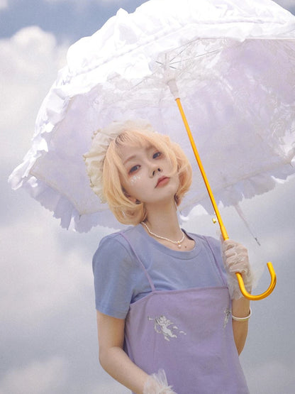 Day To Day Angel Print Cute Cropped T Shirt