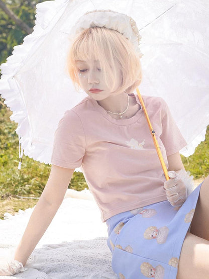 Daytoday Day To Day Angel Print Cute Cropped T Shirt
