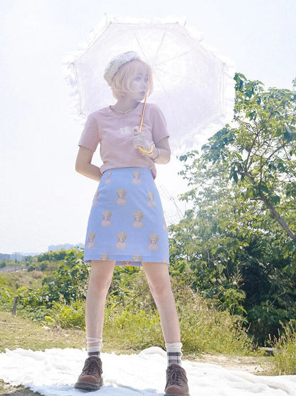 Day To Day Angel Print Cute Cropped T Shirt