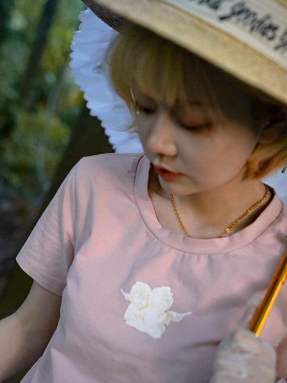 Day To Day Angel Print Cute Cropped T Shirt