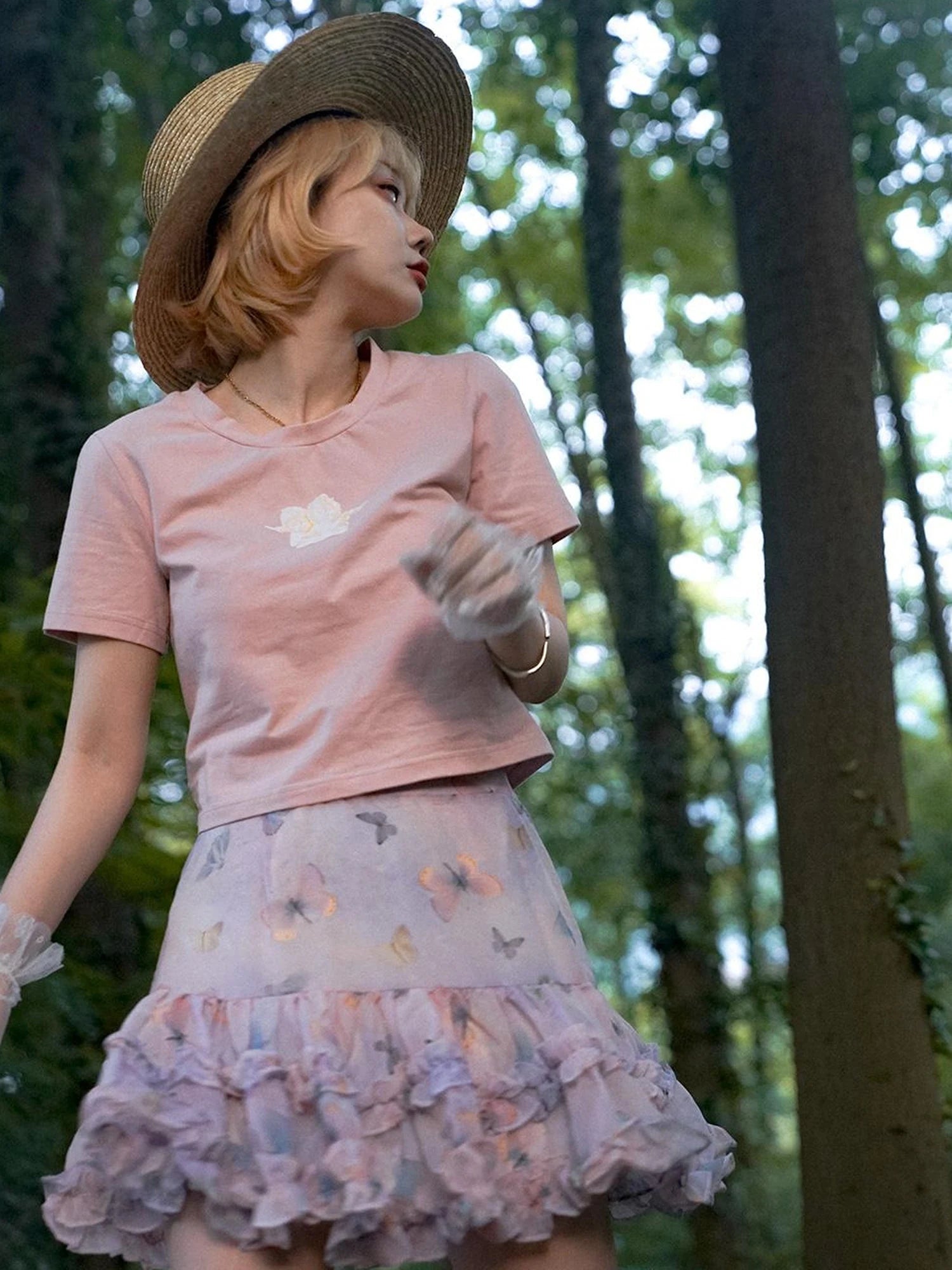 Day To Day Angel Print Cute Cropped T Shirt