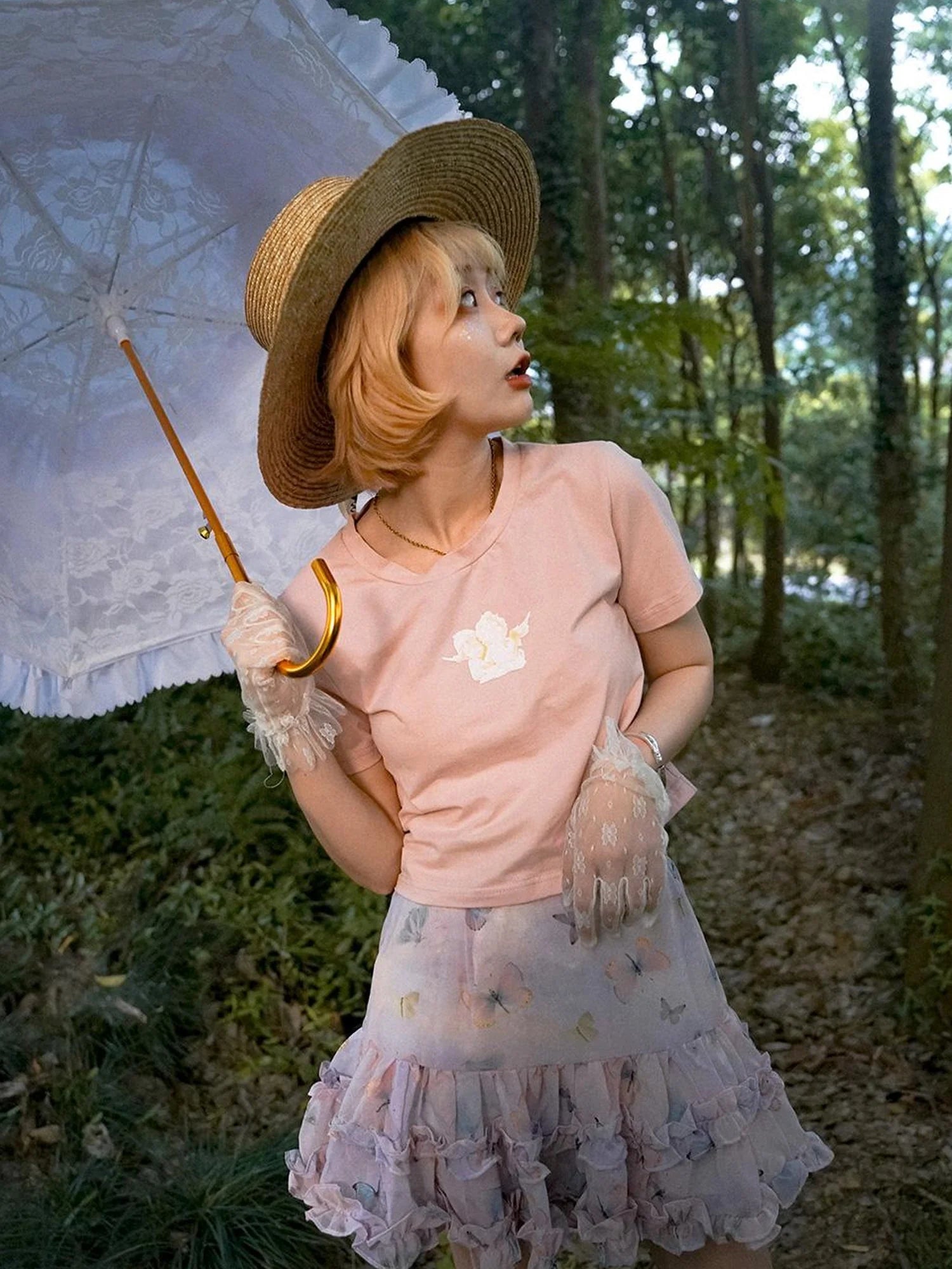 Day To Day Angel Print Cute Cropped T Shirt