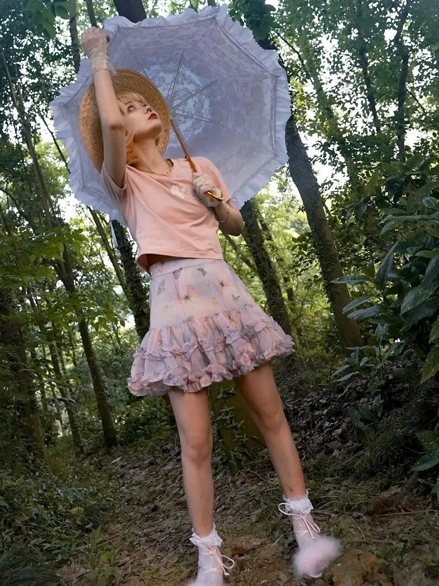 Day To Day Angel Print Cute Cropped T Shirt