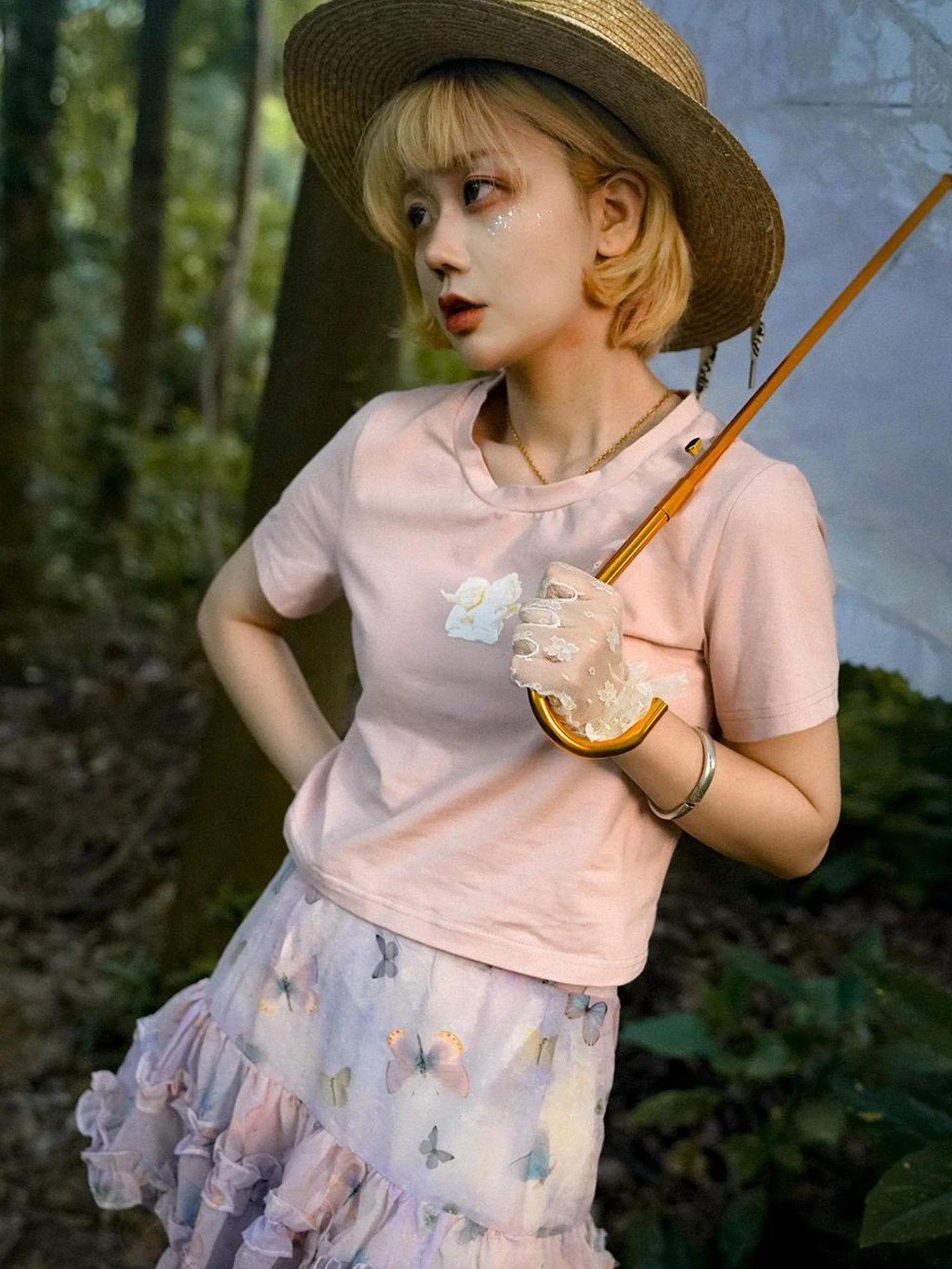 Day To Day Angel Print Cute Cropped T Shirt