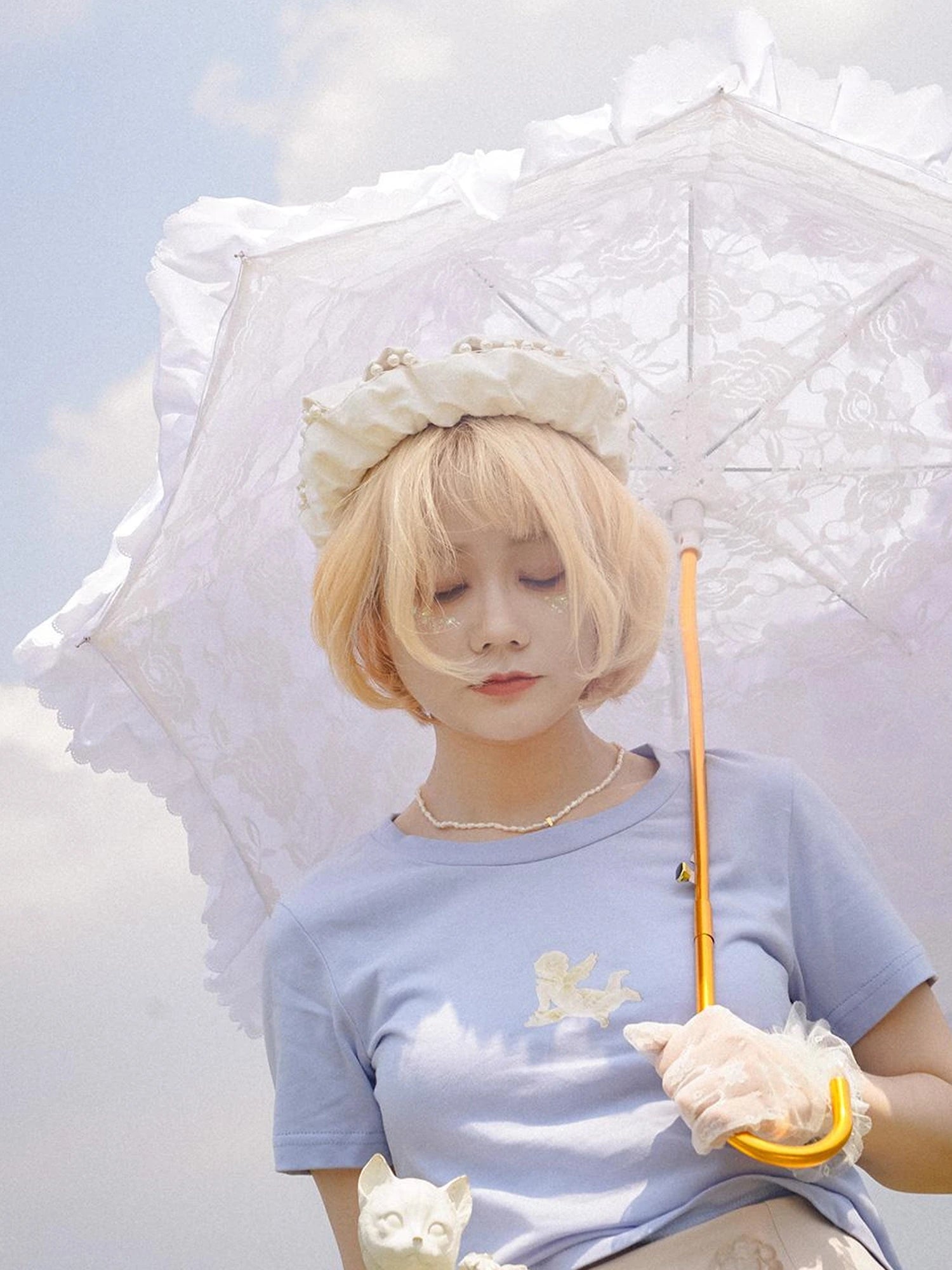 Day To Day Angel Print Cute Cropped T Shirt