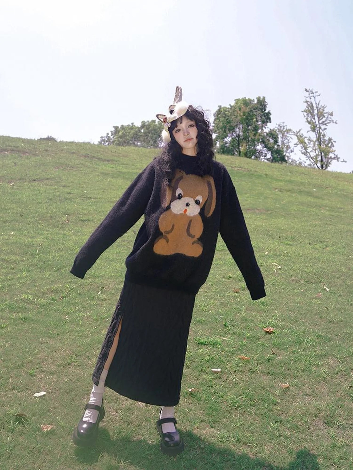 Day To Day Fairytale Park Split Side Knit Skirt