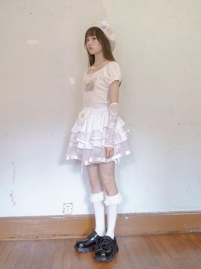 Daytoday Day To Day Princess Ballet Angel Print Fluffy Short Skirt