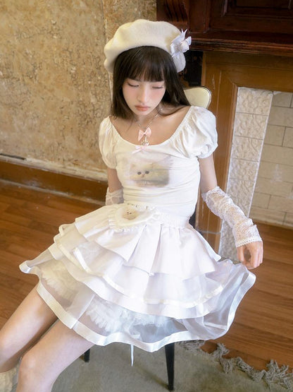 Daytoday Day To Day Princess Ballet Angel Print Fluffy Short Skirt