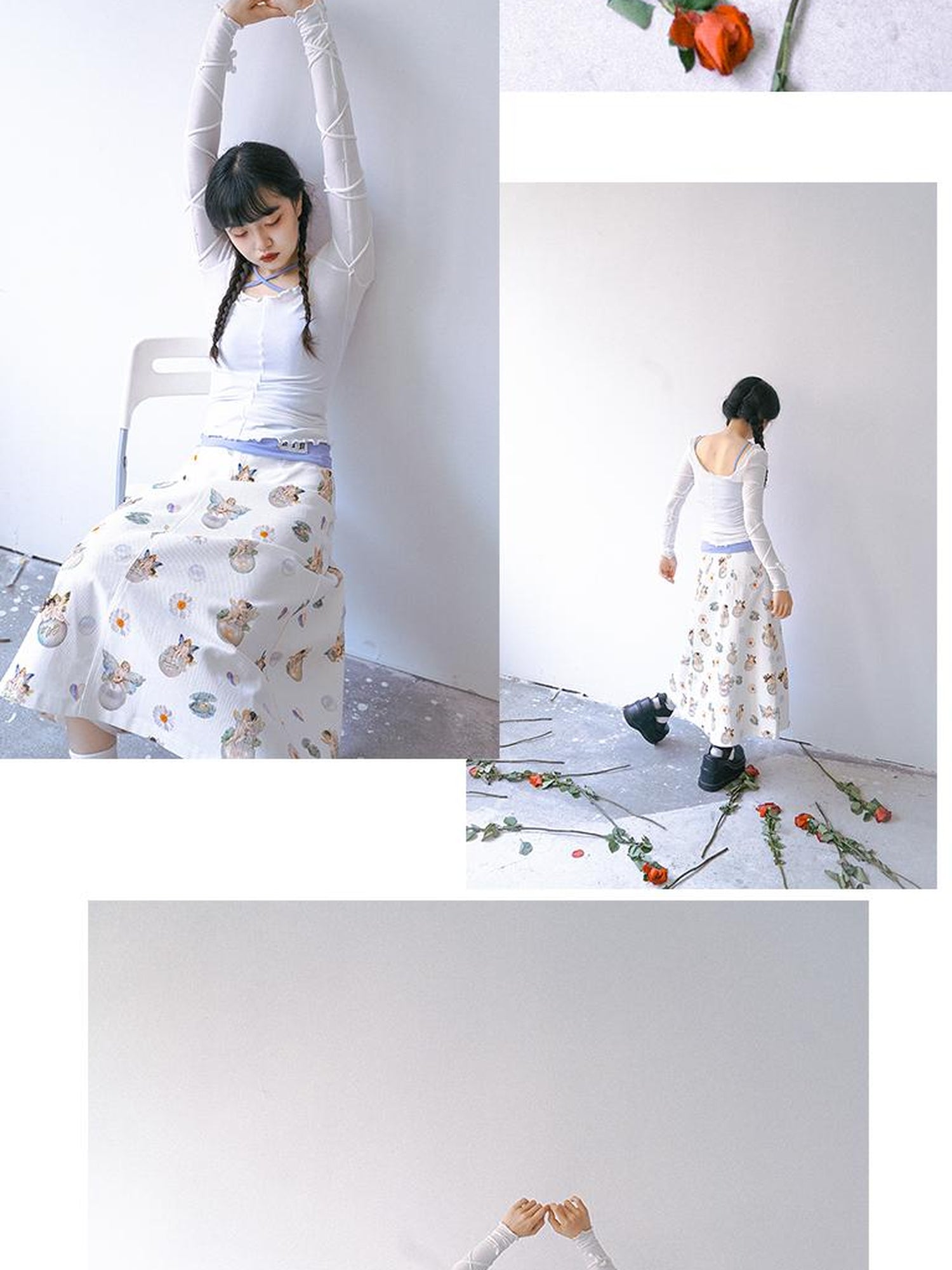 Daytoday Daytoday Angel Print Denim A-Line Maxi Skirt