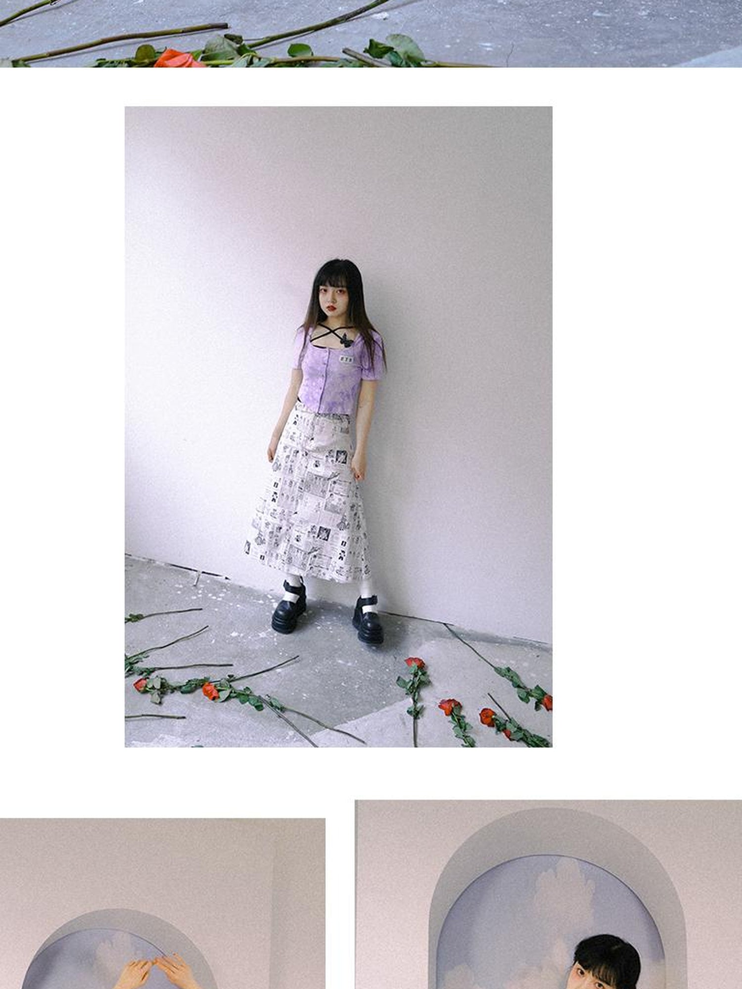 Daytoday Daytoday Angel Print Denim A-Line Maxi Skirt