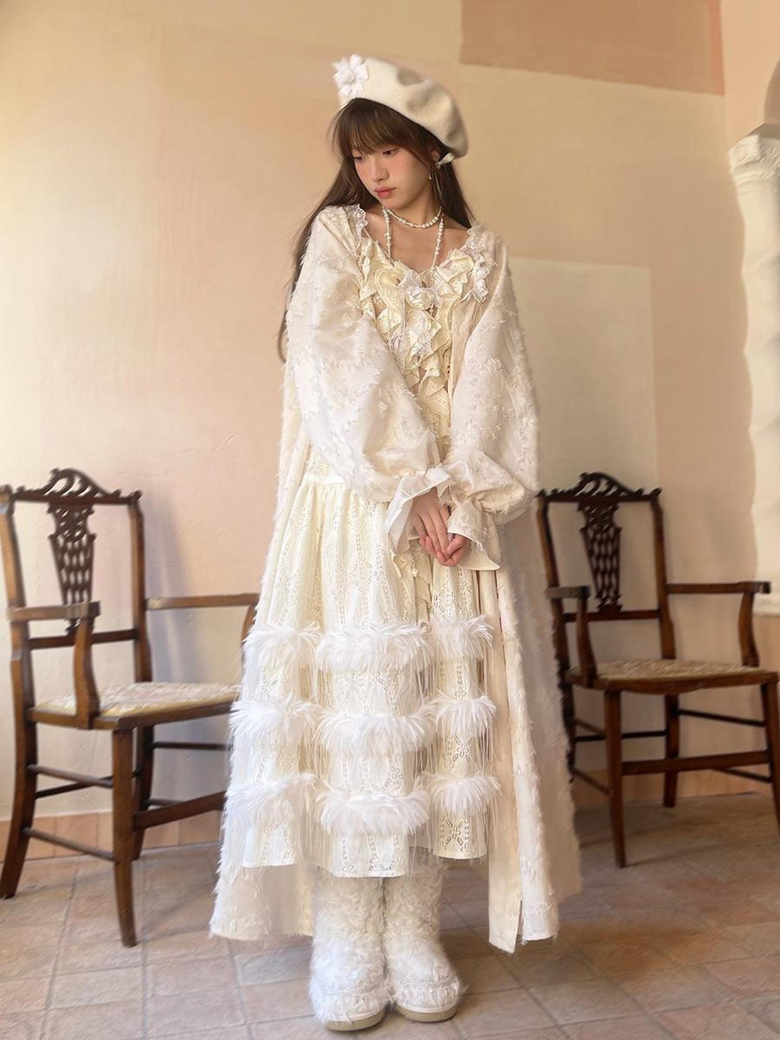 Daytoday Daytoday Print Angel Garden Long Sleeve Dress