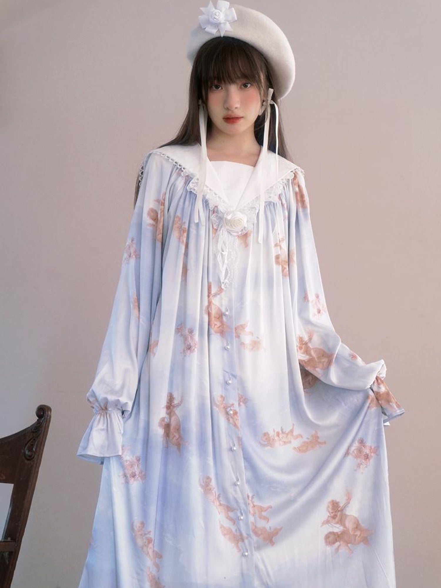 Daytoday Daytoday Print Angel Garden Long Sleeve Dress