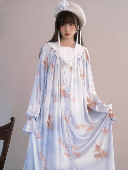 Daytoday Daytoday Print Angel Garden Long Sleeve Dress