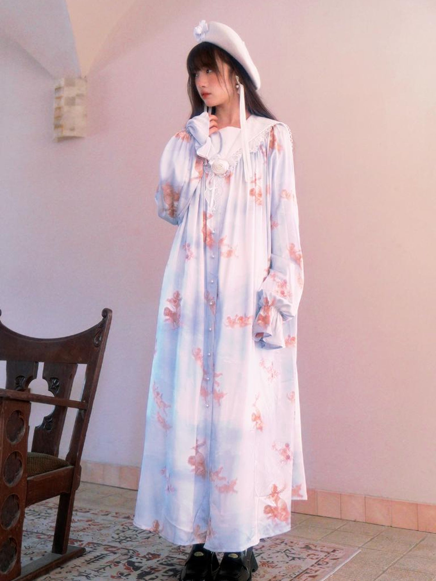Daytoday Daytoday Print Angel Garden Long Sleeve Dress