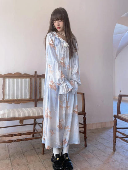Daytoday Daytoday Print Angel Garden Long Sleeve Dress