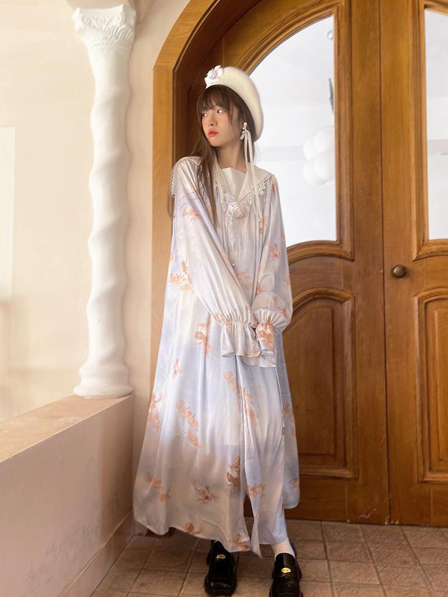 Daytoday Daytoday Print Angel Garden Long Sleeve Dress