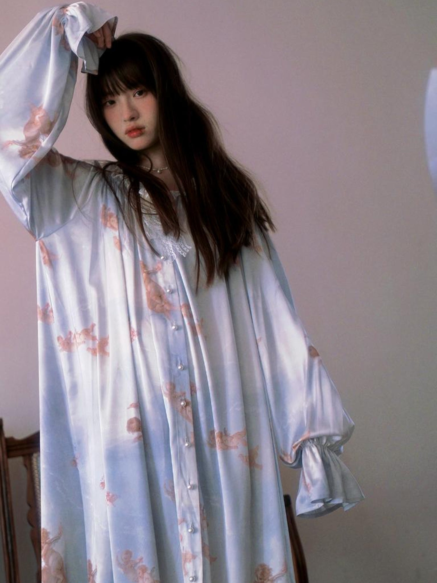 Daytoday Daytoday Print Angel Garden Long Sleeve Dress