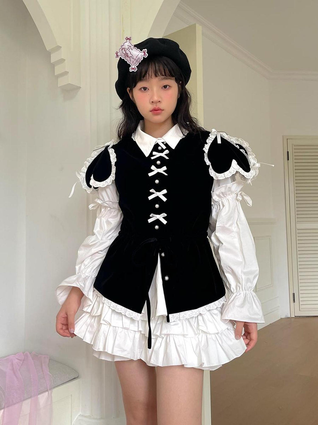 Daytoday Detachable Sleeve Velvet Heart Vest Top