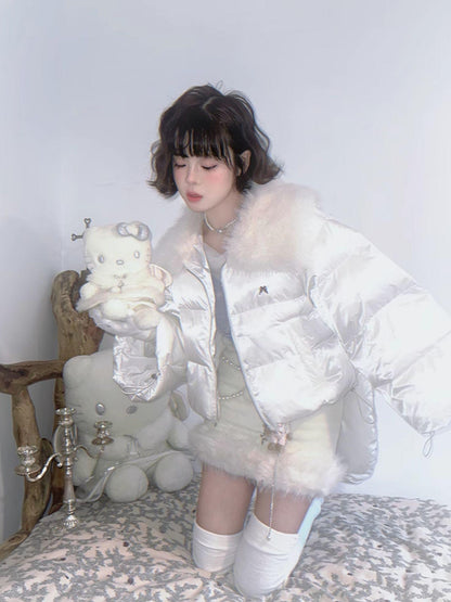 Daytoday Detachable Wing Quilted Jacket With Faux Fur Collar