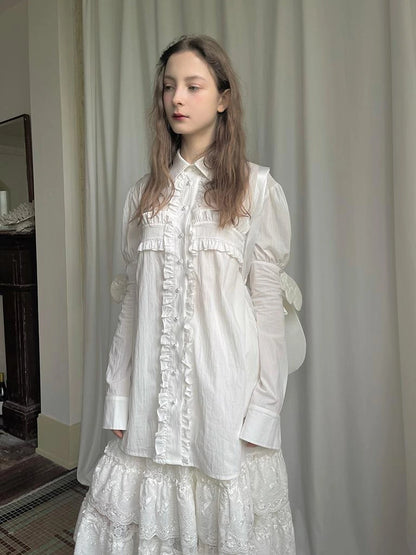 Detachable Wing Sleeve Long Cross Shirt