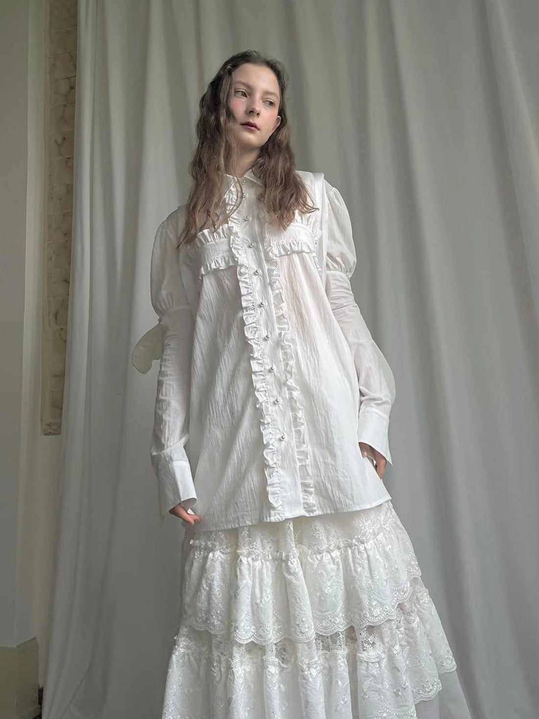 Detachable Wing Sleeve Long Cross Shirt