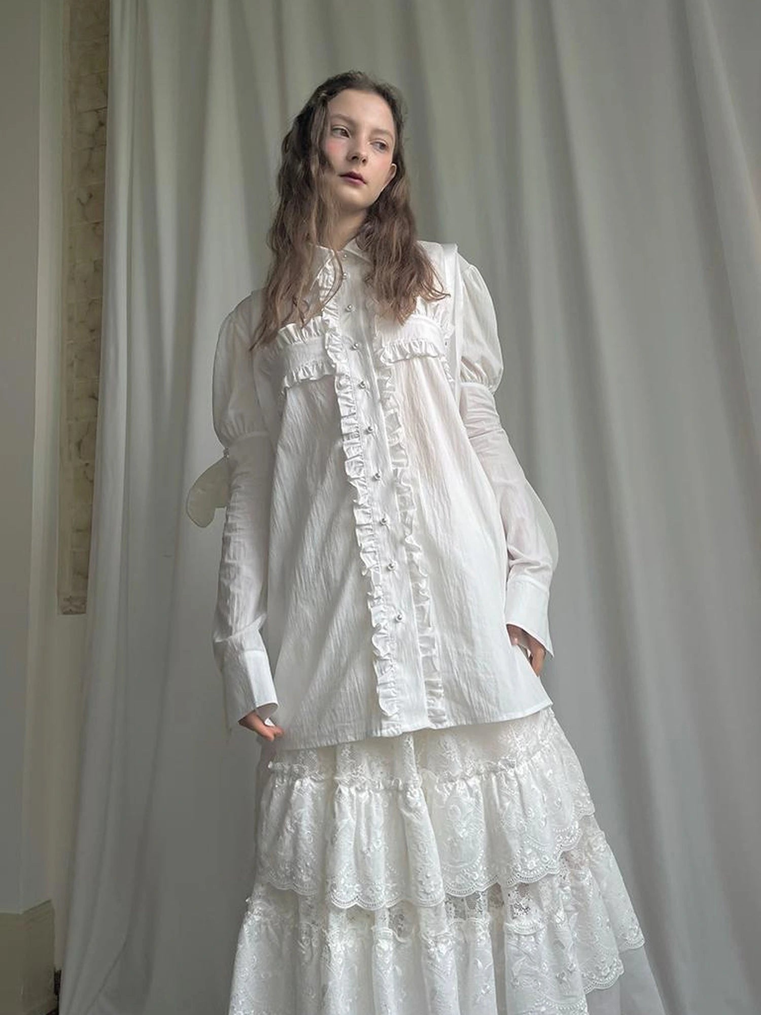 Detachable Wing Sleeve Long Cross Shirt