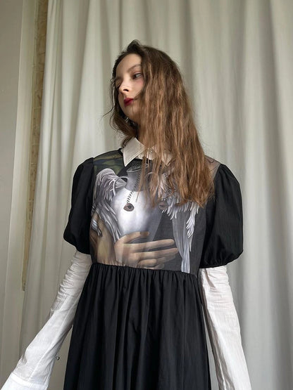 Detachable Wing Sleeve Long Cross Shirt