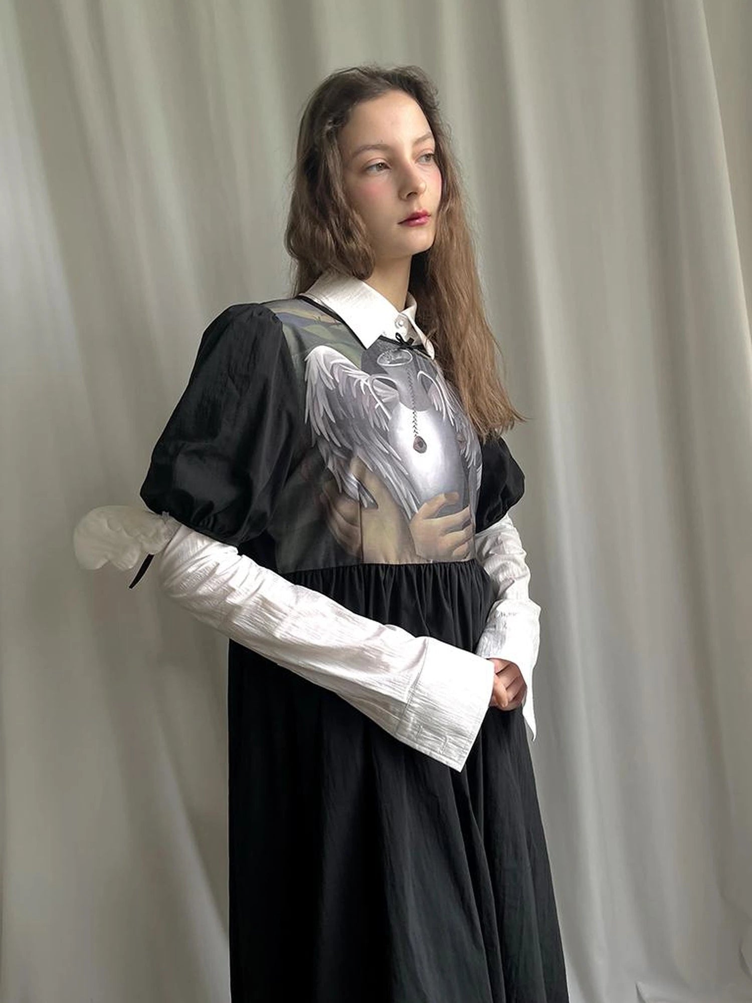 Detachable Wing Sleeve Long Cross Shirt