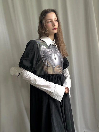 Detachable Wing Sleeve Long Cross Shirt