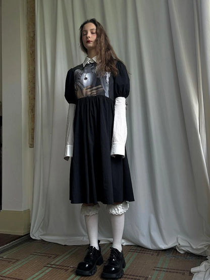 Detachable Wing Sleeve Long Cross Shirt