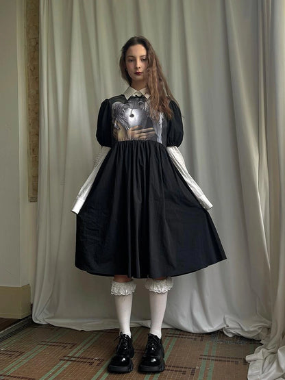 Detachable Wing Sleeve Long Cross Shirt