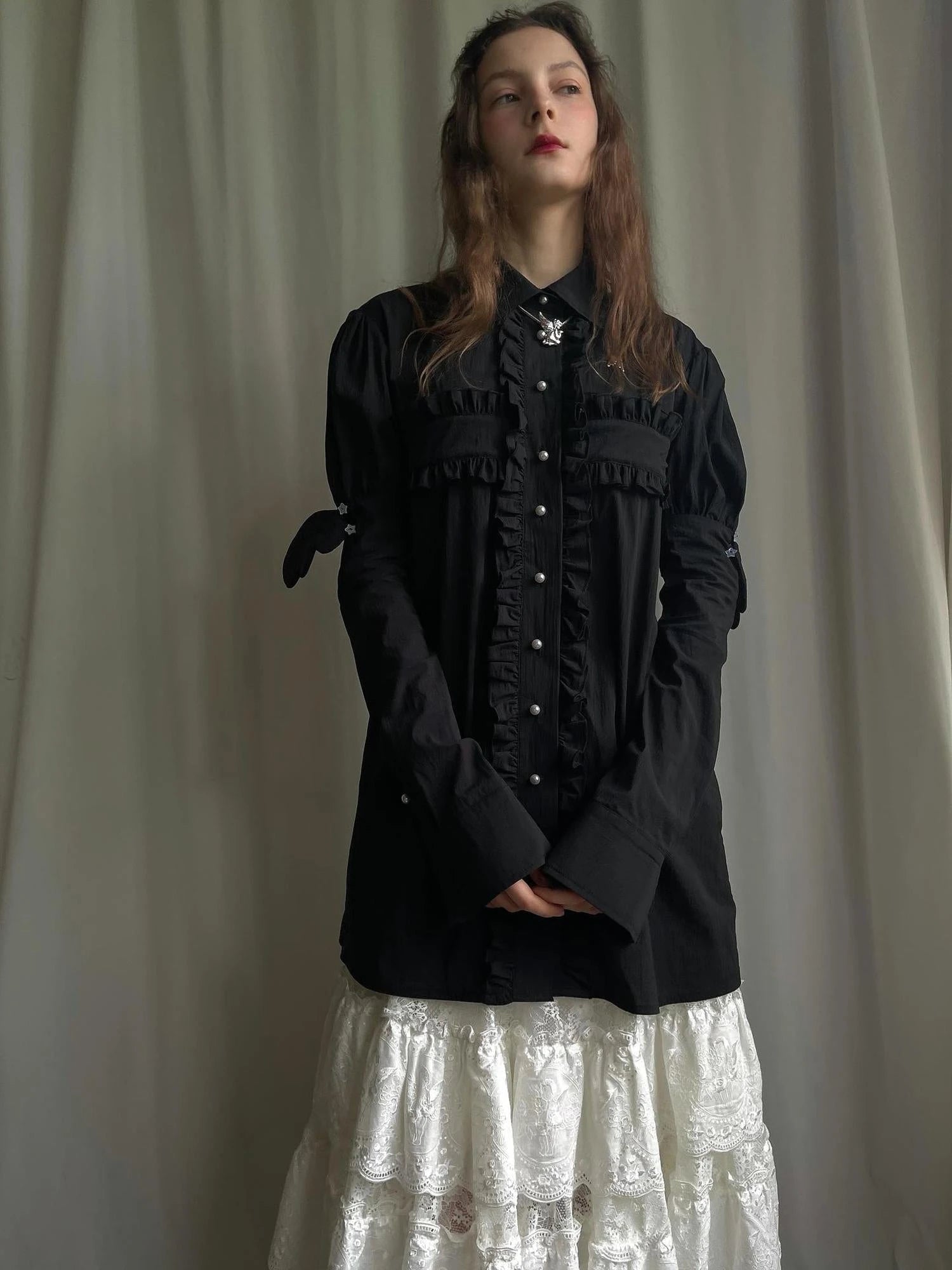 Detachable Wing Sleeve Long Cross Shirt