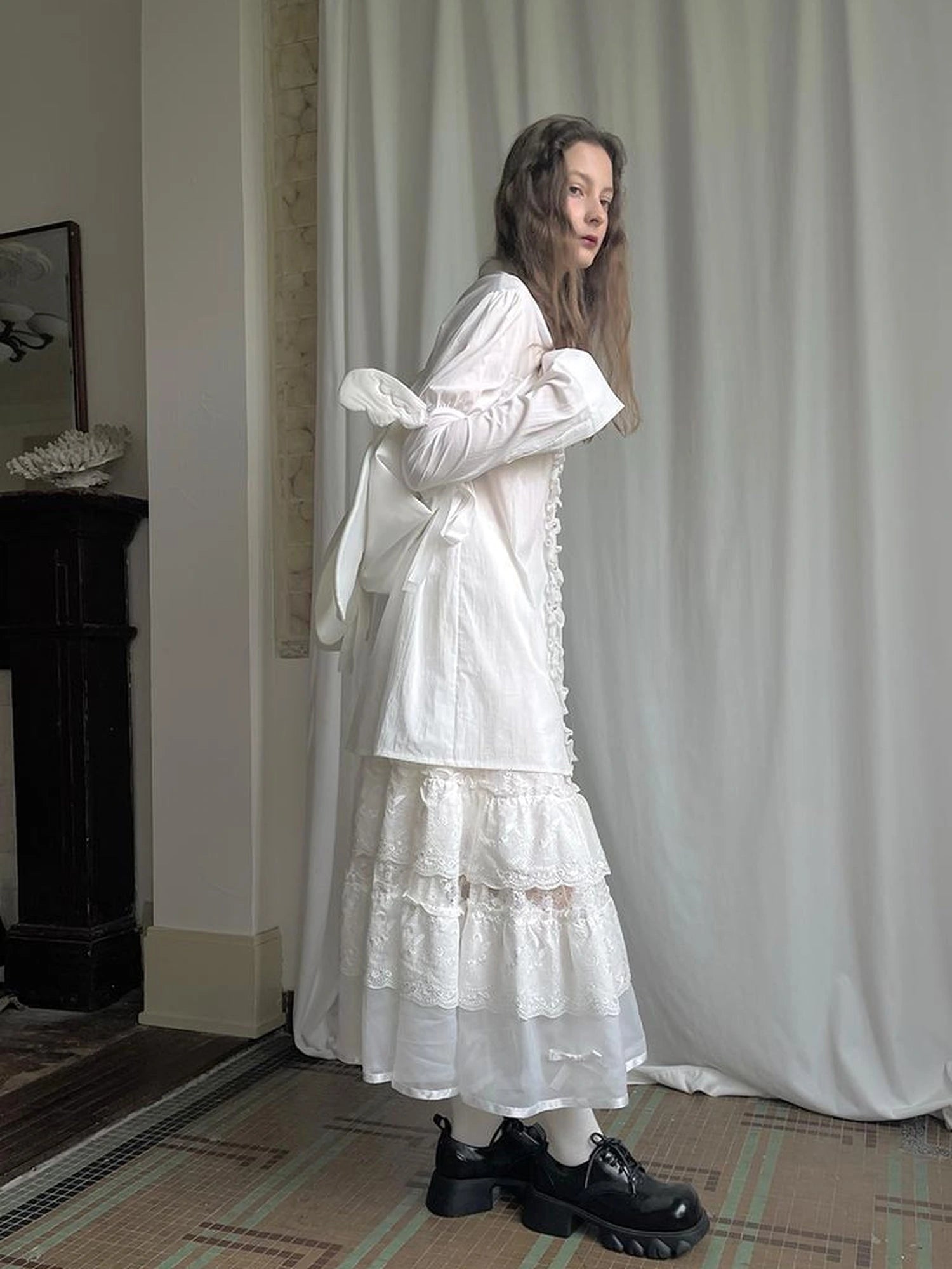 Detachable Wing Sleeve Long Cross Shirt