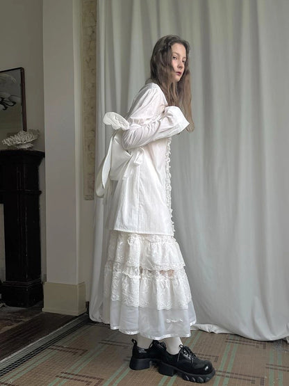 Detachable Wing Sleeve Long Cross Shirt