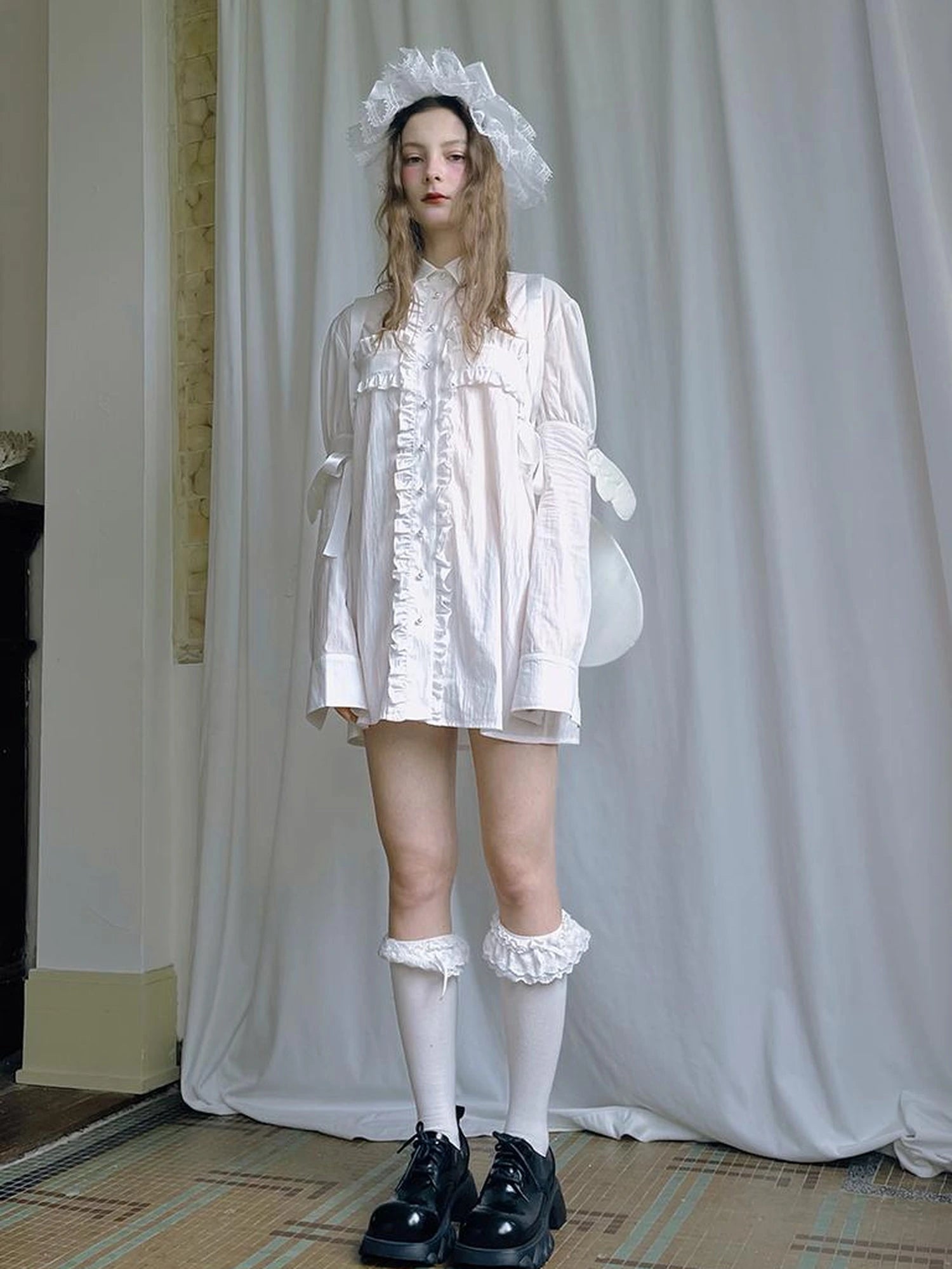 Detachable Wing Sleeve Long Cross Shirt