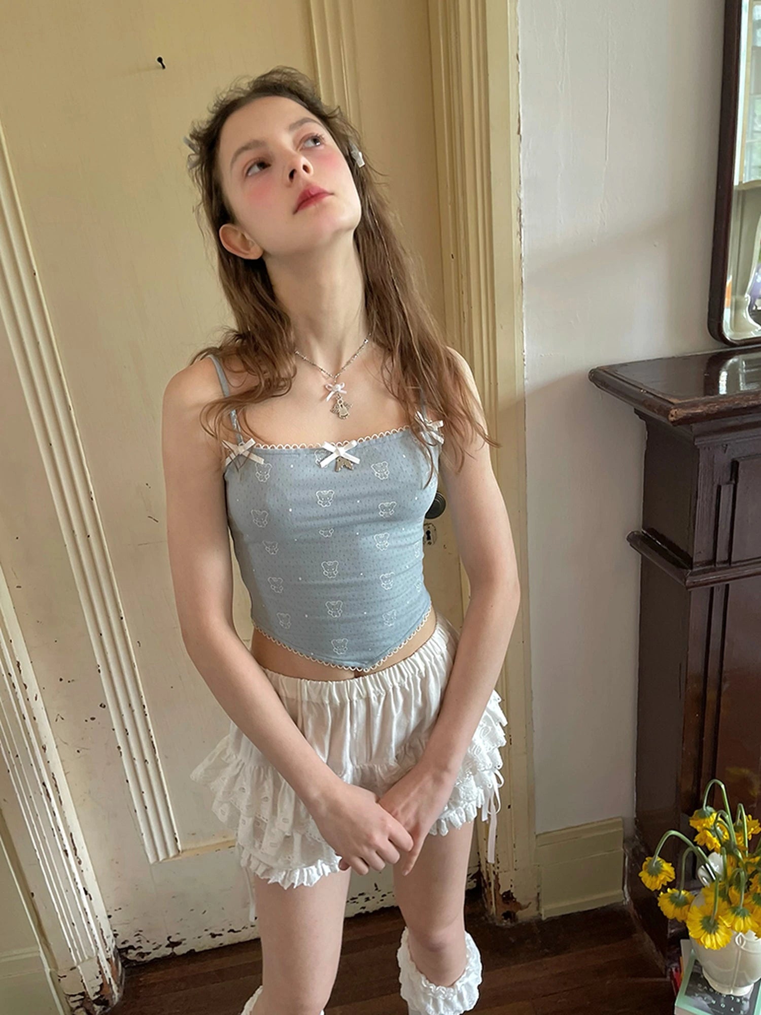 Detachable Wings Bear Print Cami Top