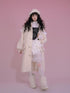 Daytoday Dolly Print Bubble Sleeve Cotton Padded Long Wool Coat