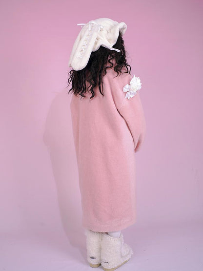 Daytoday Dolly Print Bubble Sleeve Cotton Padded Long Wool Coat