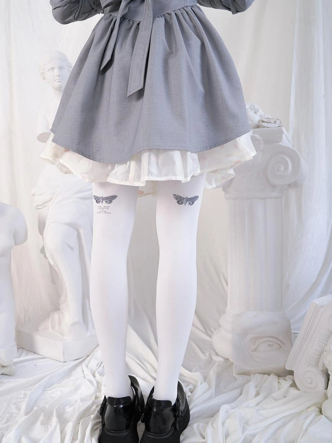 Double Layer Bow Tie Bubble Sleeve Dress With Flared Hem