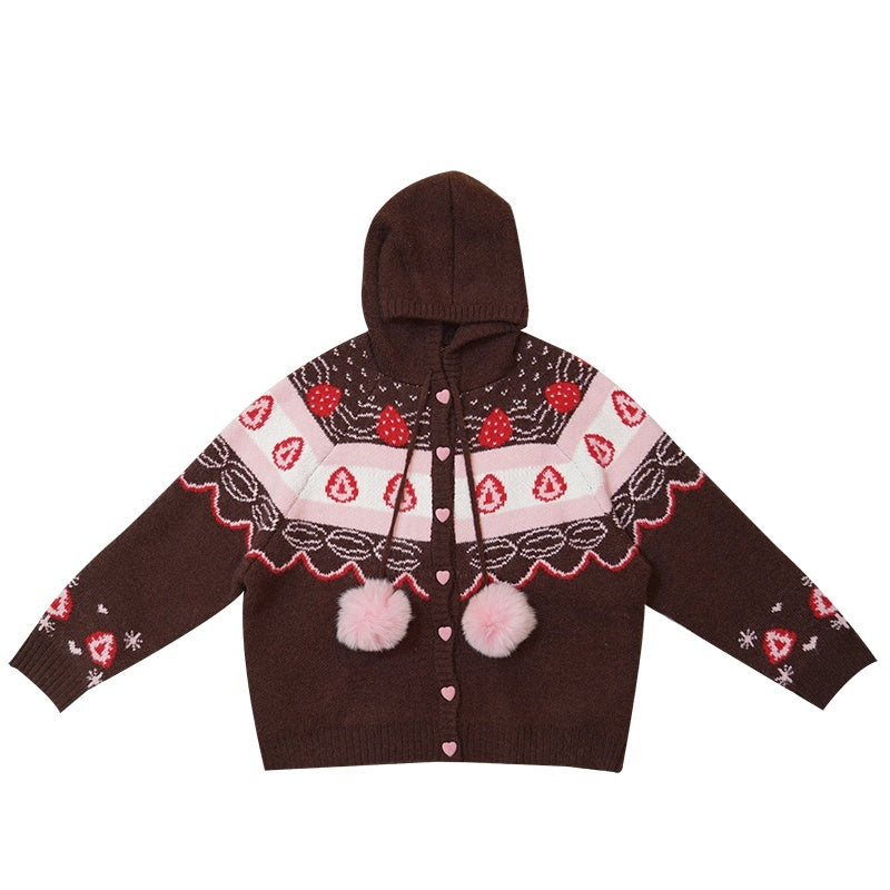 Daytoday_Fair_Isle_Strawberry_Fruit_Hooded_Knit_Women&