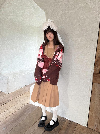 Daytoday Fair Isle Strawberry Fruit Hooded Knit Women&