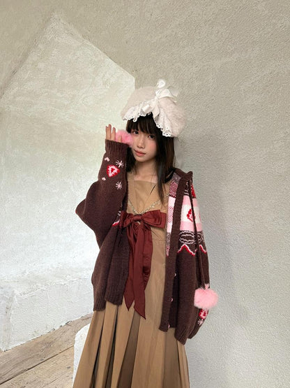 Daytoday Fair Isle Strawberry Fruit Hooded Knit Women&